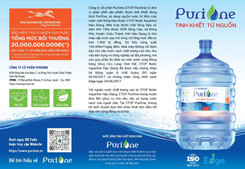 Tiêu chuẩn chất lượng nước bình PuriOne