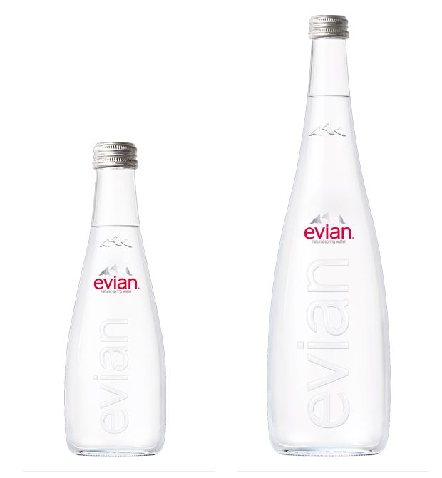 Nước khoáng Evian chai thủy tinh 330ml và 750ml